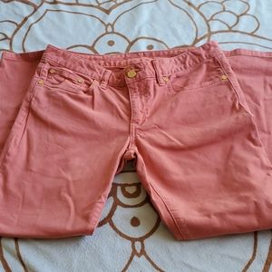 Tory Burch Alexa Cropped Skinny Jeans Coral Sz 28
